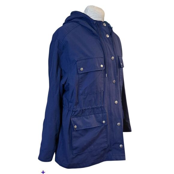 Old Navy Women’s All Weather/Rain Jacket Full Zip Snap Sz. XL Hood Navy - Picture 3 of 7